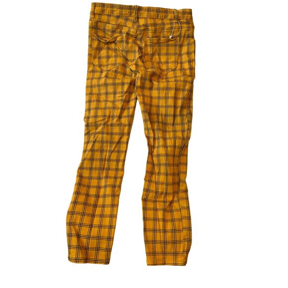 Yellow Checkered Straight Fit Streetwear Jeans Mens 32x30 - Picture 3 of 3